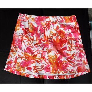 Tropical Print Wrap Skirt by RipSkirt Hawaii, Sz M - White, Pink & Orange